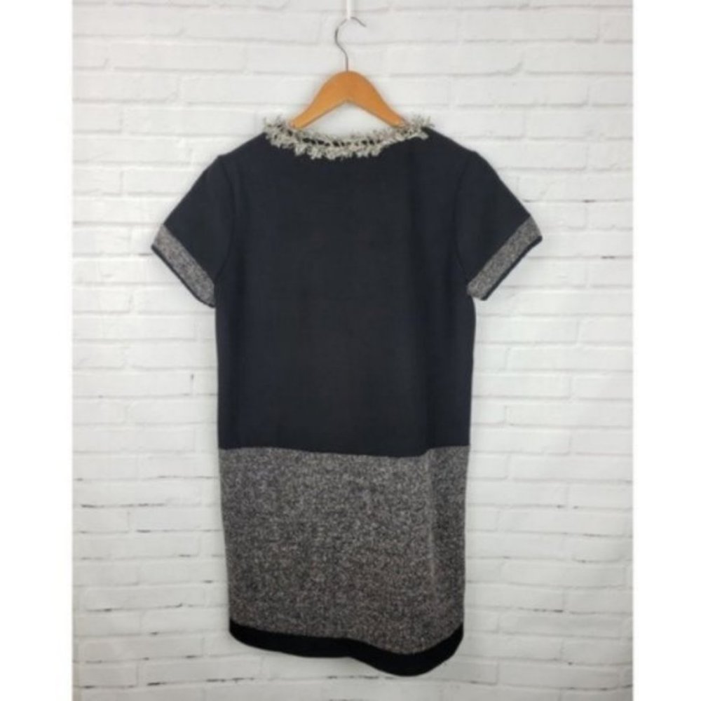 THML Black & Gray Tweed Fringe Shift Dress - Picture 2 of 4